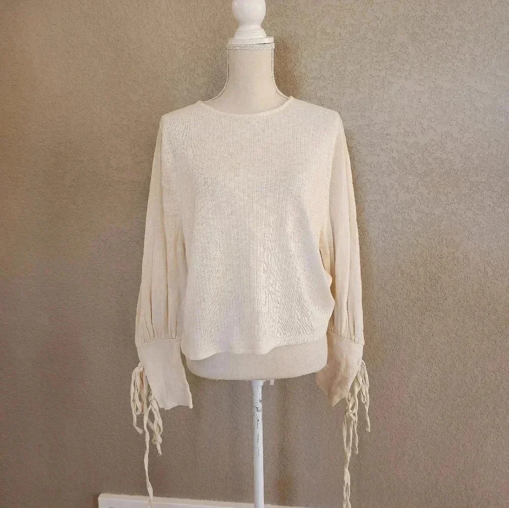 Zara long puffy sleeve ribbed shirt size Large